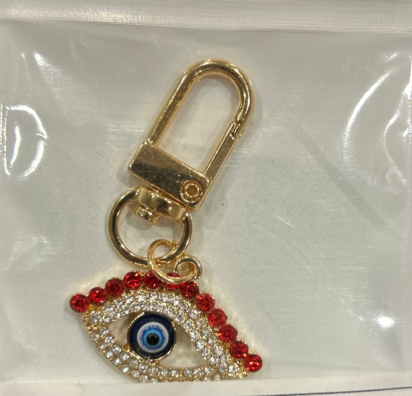 Red Gem Evil Eye Keychain