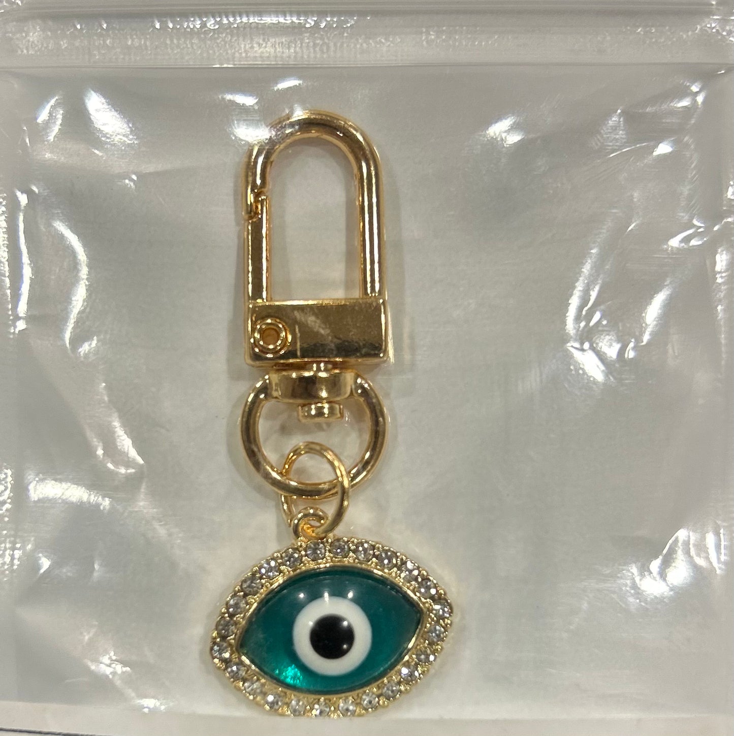 Green Gem Evil Eye Keychain