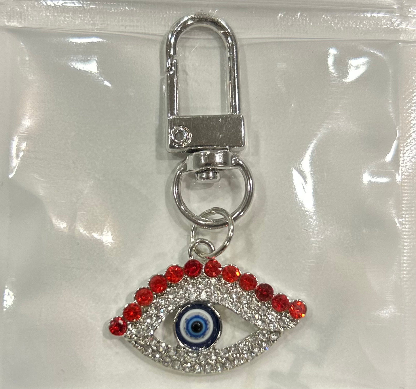 Red Gem Evil Eye Keychain