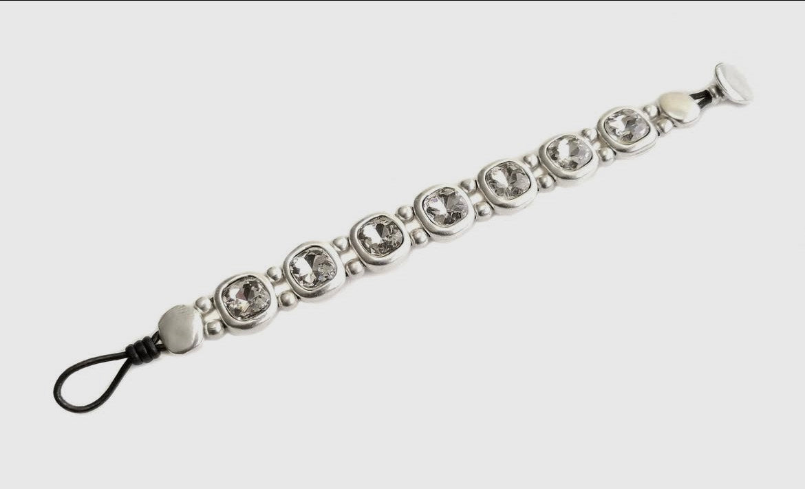 CHANOUR Handmade Pewter & Crystal Bracelet