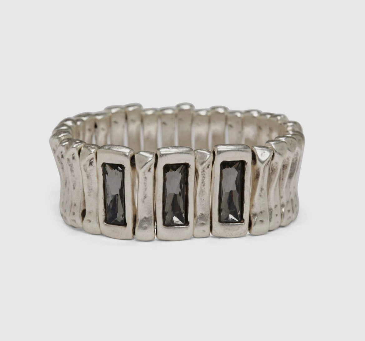 CHANOUR Handmade Pewter & SmokeyCrystal Bracelet