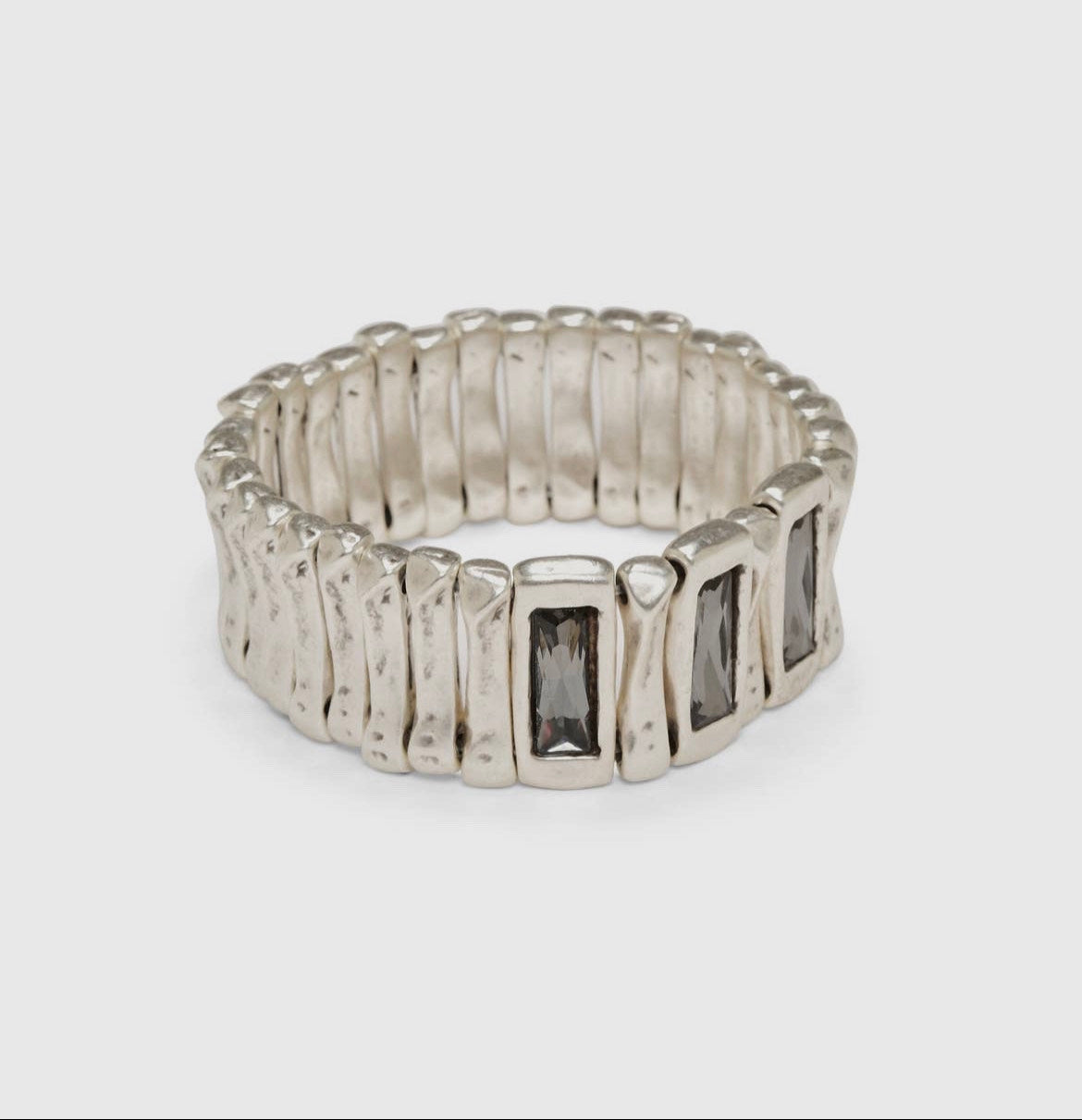 CHANOUR Handmade Pewter & SmokeyCrystal Bracelet