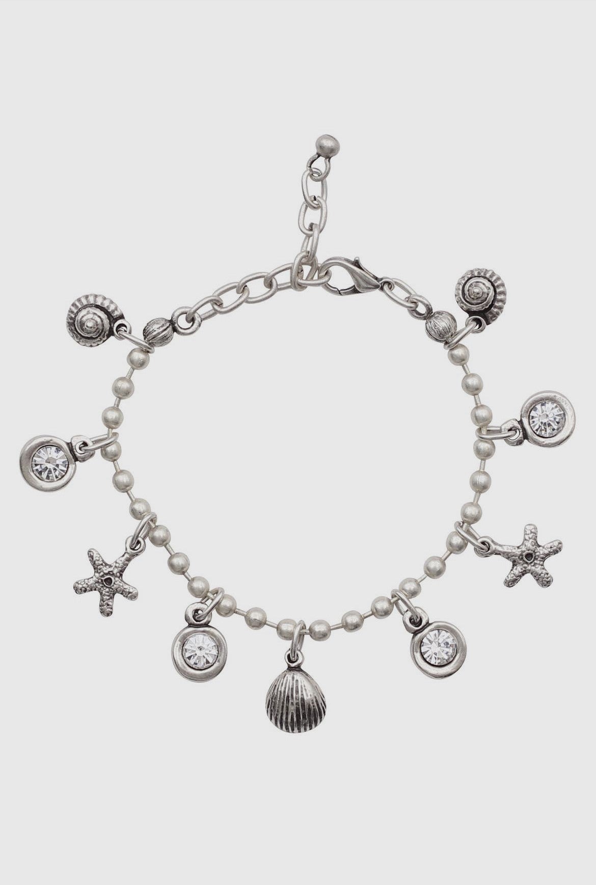 Handmade Crystal Pewter Bracelet - 2808