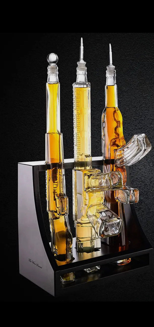 Gun Decanter Set - 3 Gun Decanter - AR-15, AK-47, & Rifle