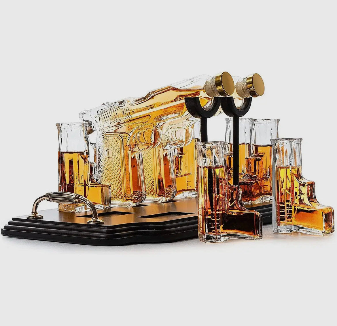 Pistol 2 Decanters 300ml with 6 3oz Pistol Shot