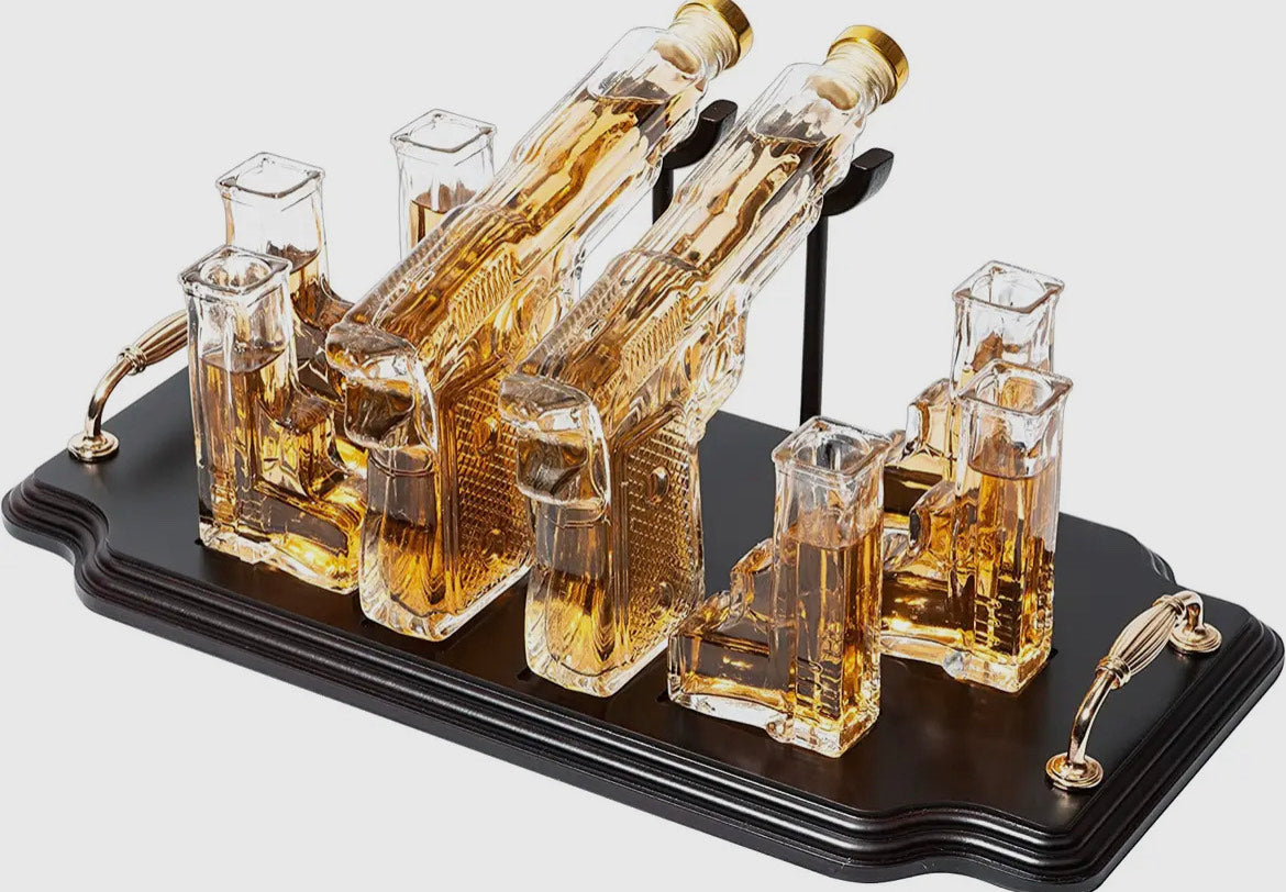 Pistol 2 Decanters 300ml with 6 3oz Pistol Shot