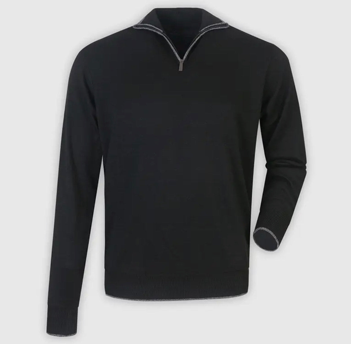Mens Black Zip Long Sleeve Knit