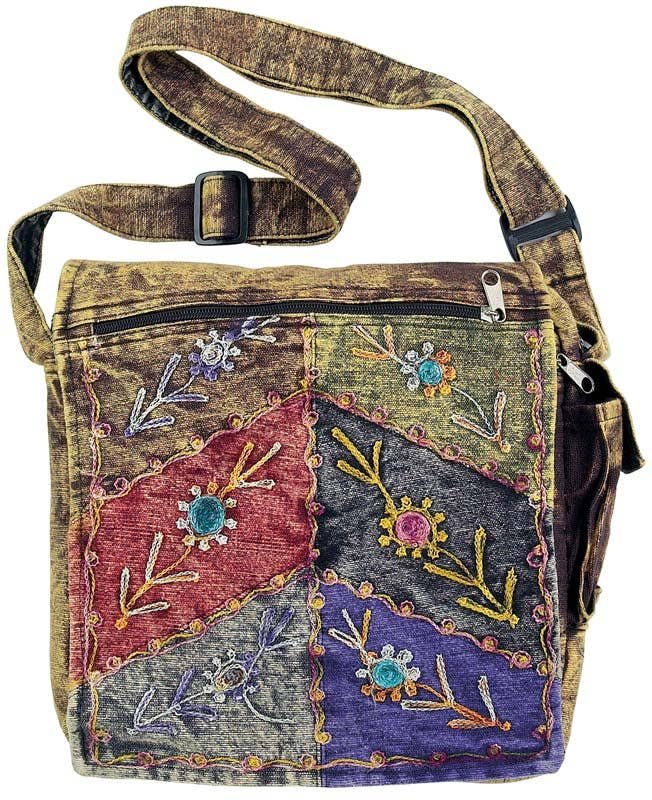 Benjamin International Stonewashed Embroidered Crossbody