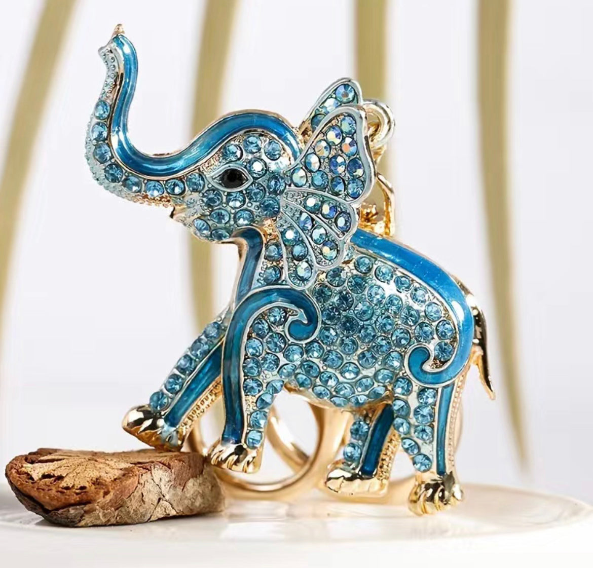 Crystal Elephant Keychain