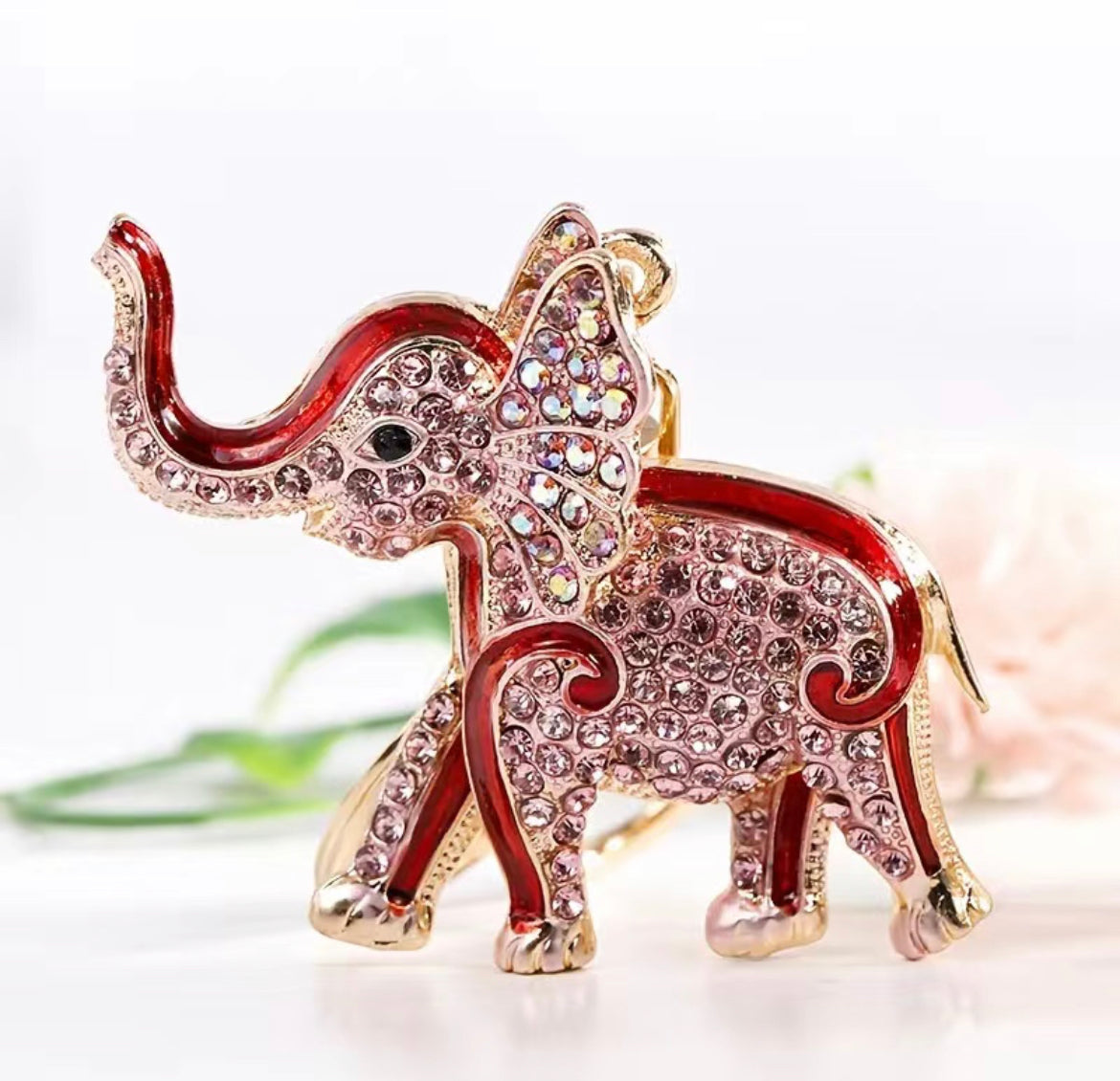 Crystal Elephant Keychain