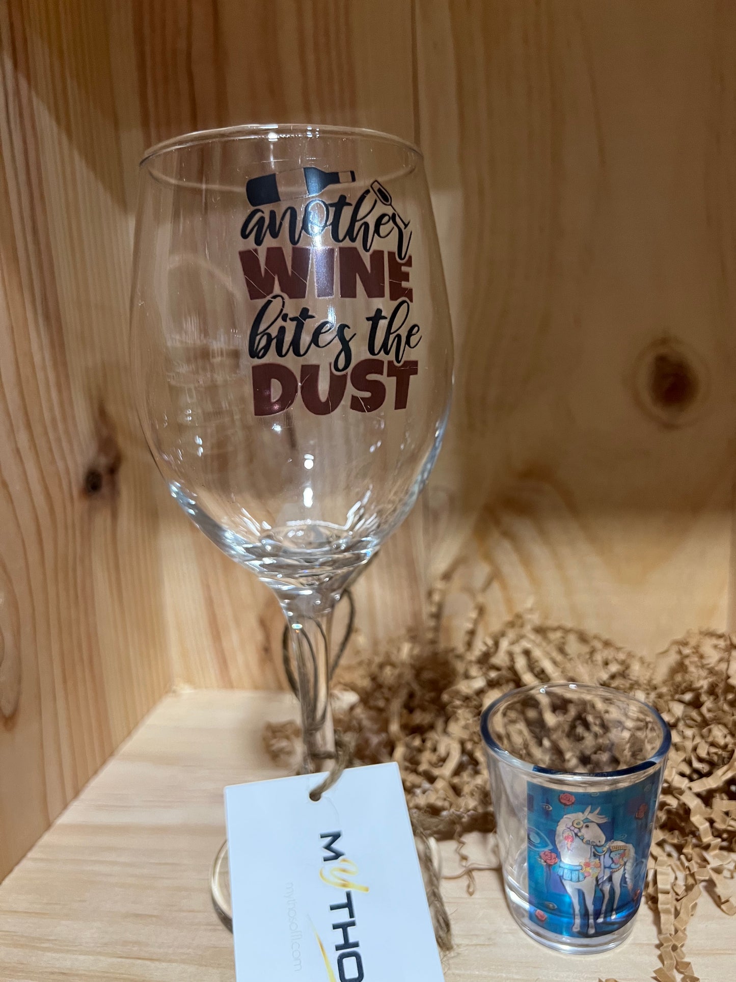 8 Assorted Wine Glasses with Quotes