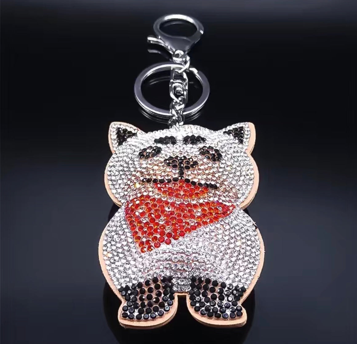 Crystal cushion cat Key Chain