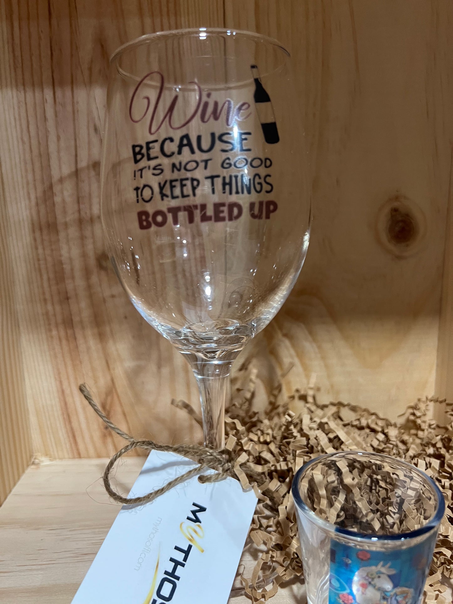 8 Assorted Wine Glasses with Quotes