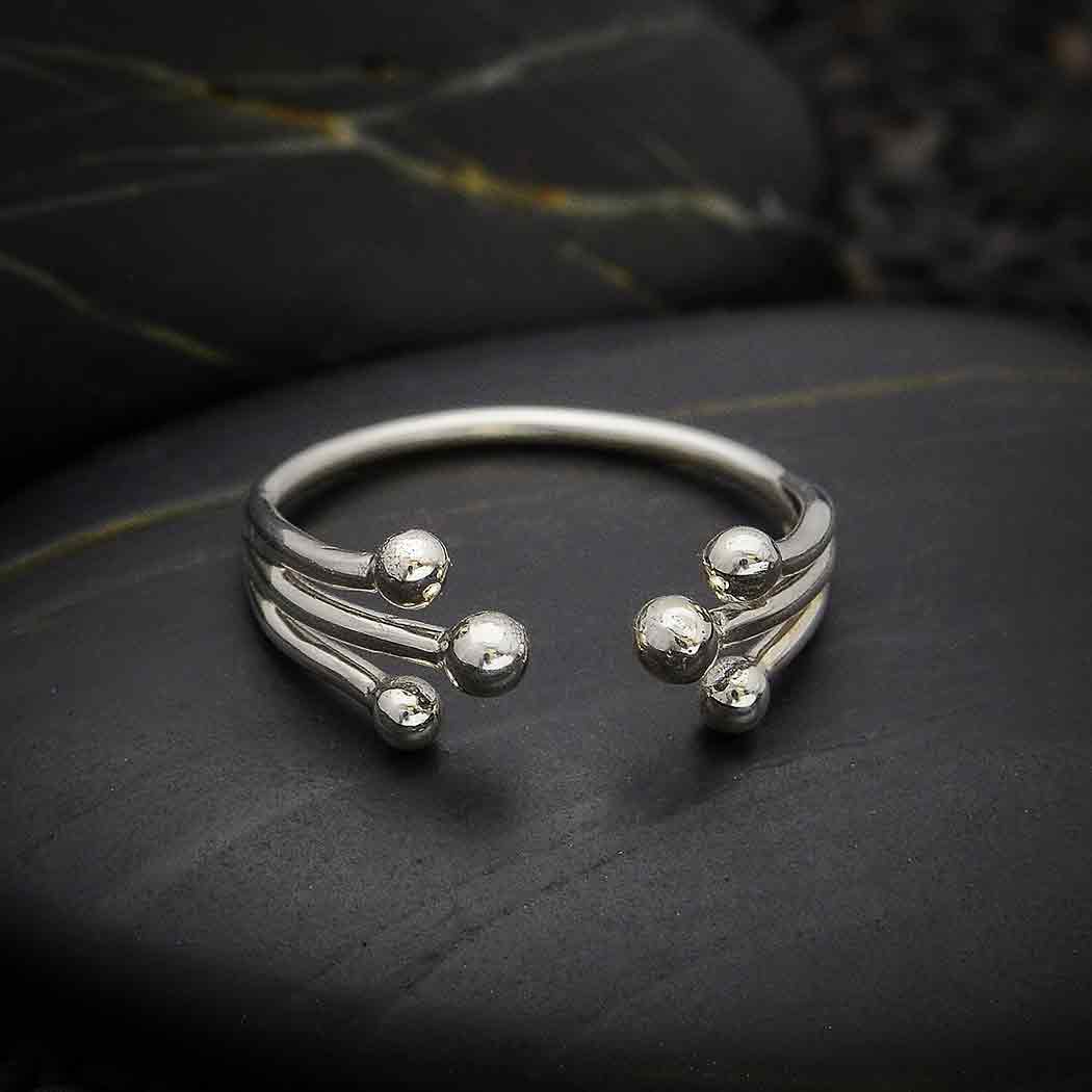 Sterling Silver Shooting Sphere Ring 925SS