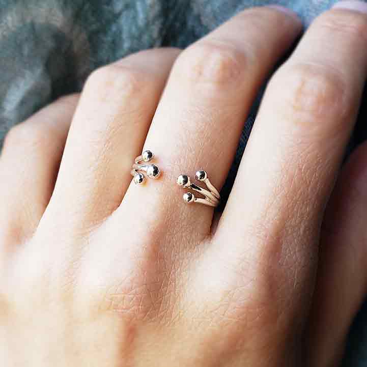 Sterling Silver Shooting Sphere Ring 925SS