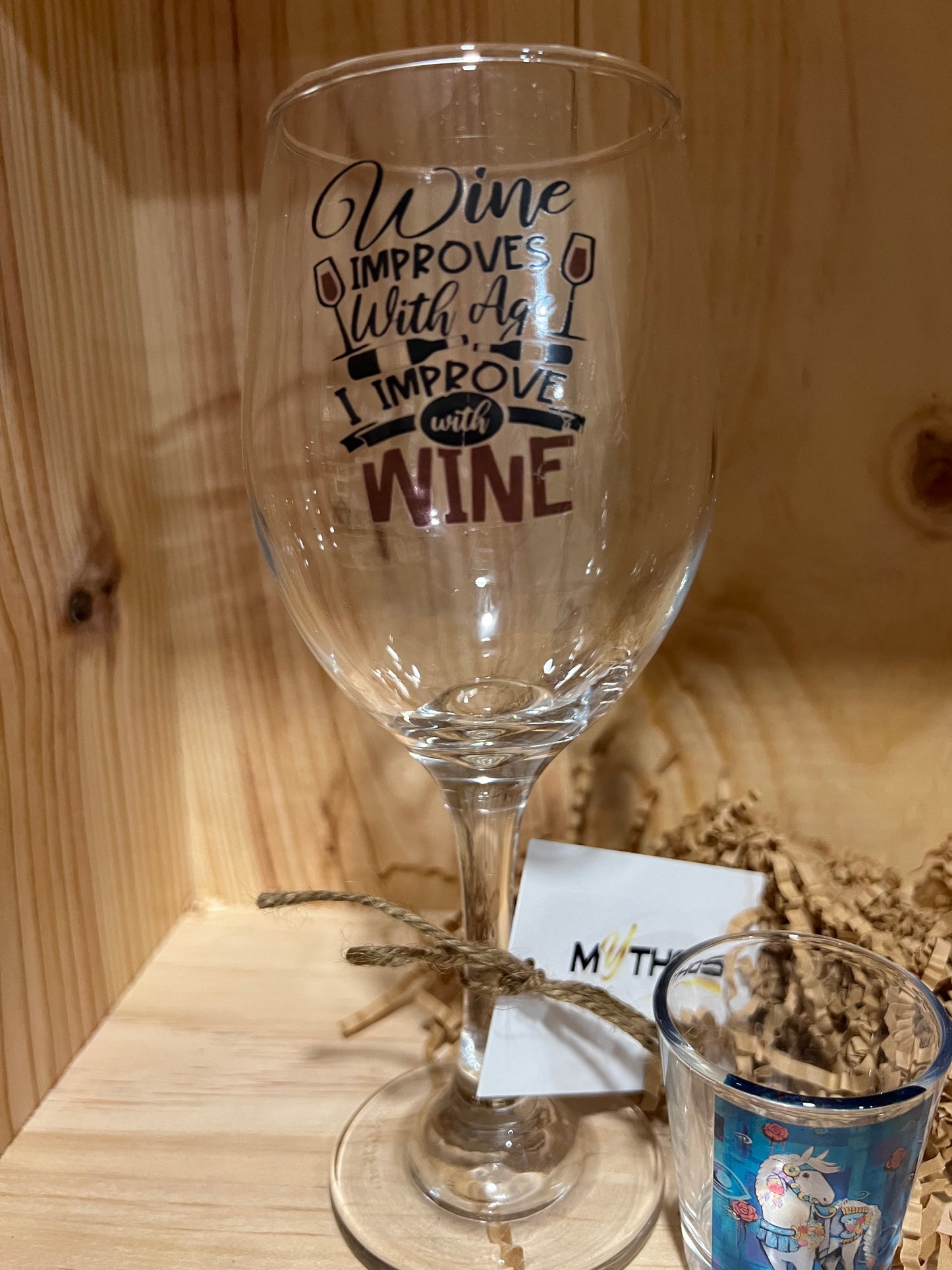 8 Assorted Wine Glasses with Quotes