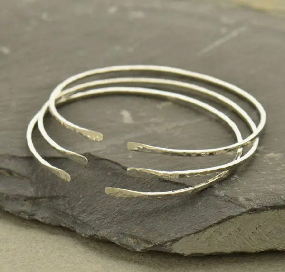 Sterling Silver Cuff Bracelet - Adjustable Hammered 925SS