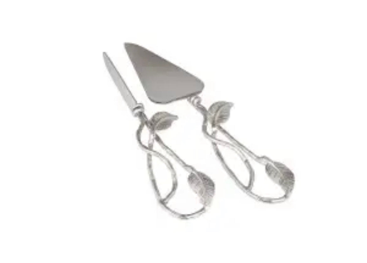 10.5”L Set Of 2 Cake Servers Nickel