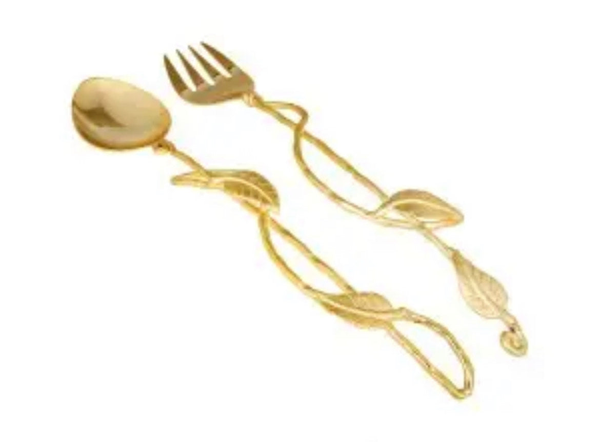 12”L Set Of 2 Salad Servers Gold