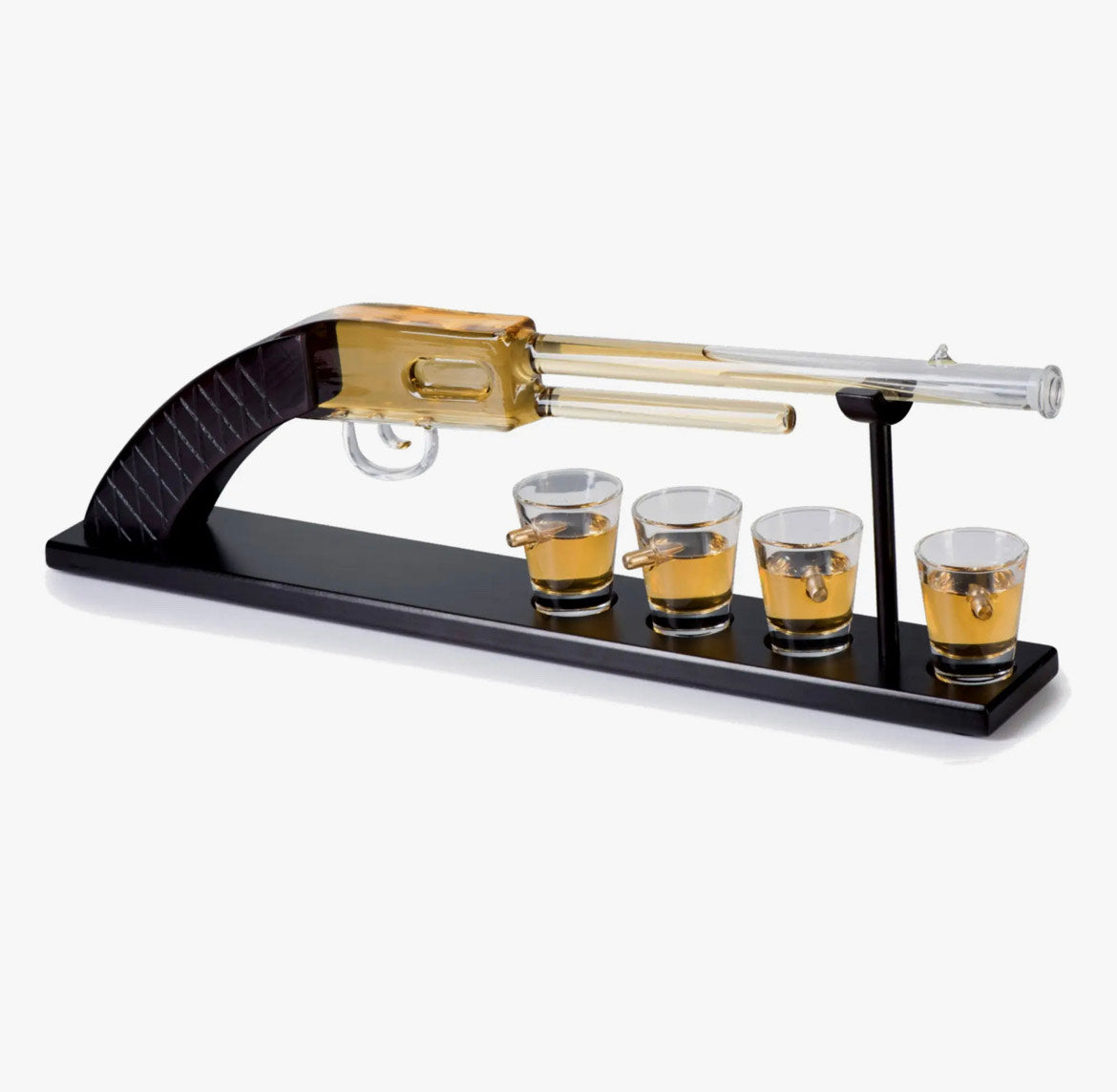 Whiskey Gun Decanter & Bullet Shot Glasses Gift Set on Tray