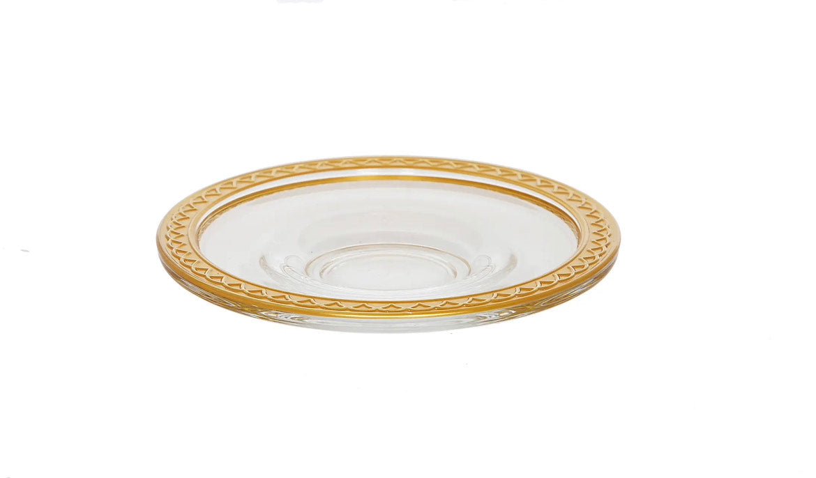 Set of 6 Tea Glasses and Saucers with Gold Hammered design