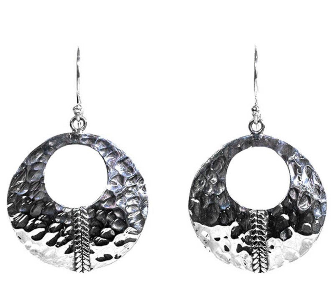 Hammered Sterling Silver Disc Earring