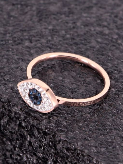 Rose Gold Titanium Cubic Zirconia Evil Eye Dainty Band Ring