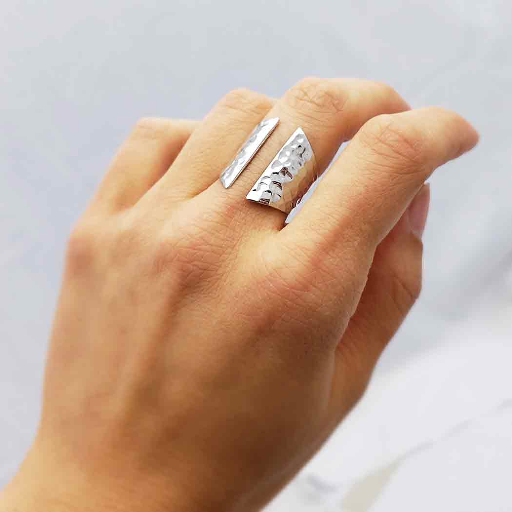 Hammered Silver Shield Ring 925SS