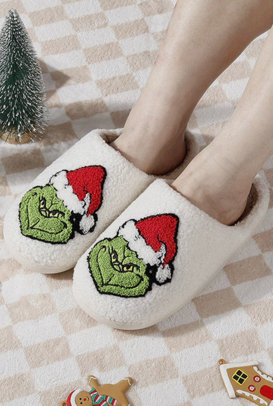 Grinch Christmas Fleece Warm Slippers