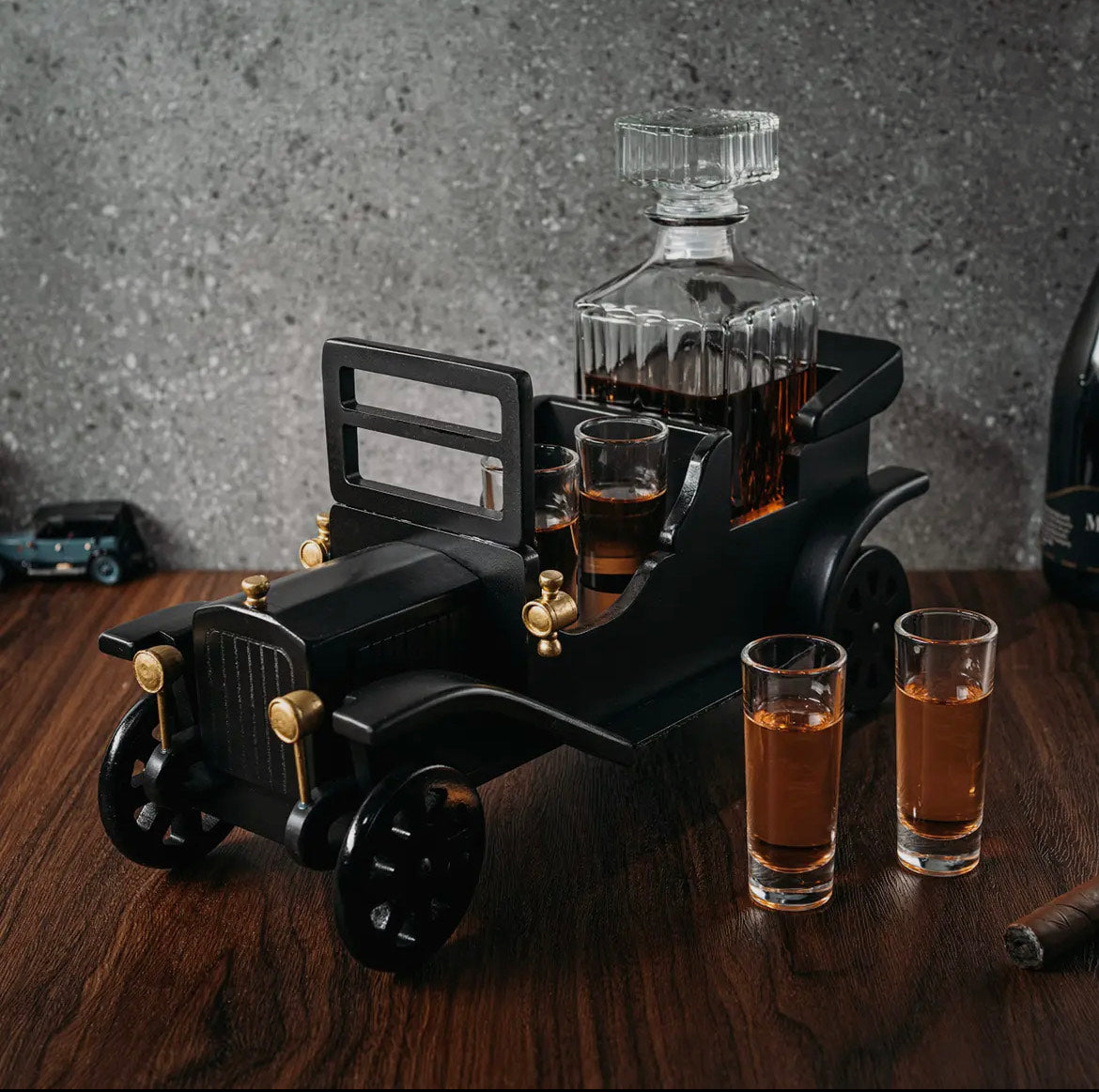 Old Fashioned Car Whiskey Decanter Set, Model T, Large