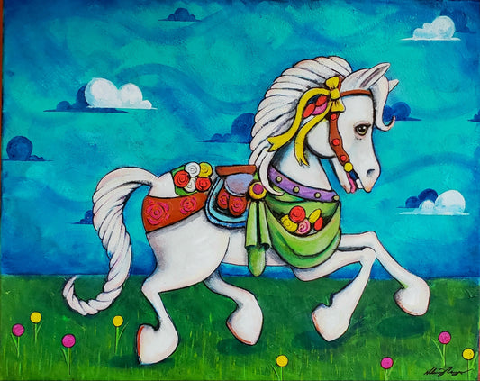 Prancing Flower Horse 3-D Art by Nelson Perez