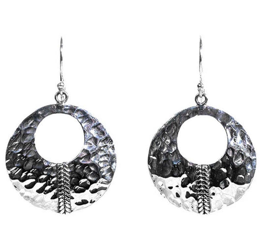 Hammered Sterling Silver Disc Earring