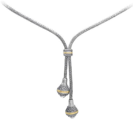 Sterling Silver Lariat Necklace with 22k Gold