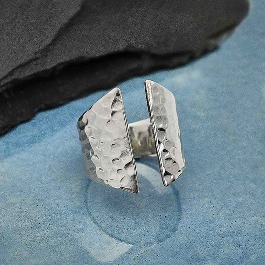 Hammered Silver Shield Ring 925SS